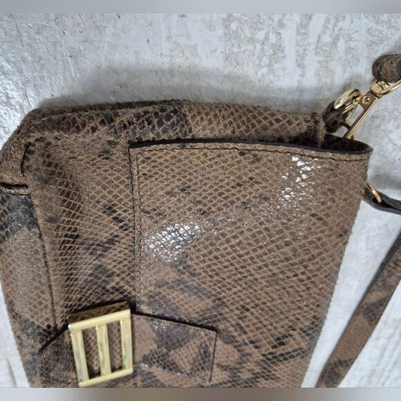 Divina Firenze LEATHER HANDBAG Snakeskin Print Abbi Crossbody Convertible - Picture 7 of 12